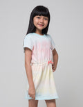Little M Short Sleeve Midi Dress Tie Dye Drawstring Pockets