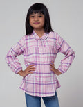 Little M Long Sleeve Shirt Blouse Kerah Motif Kotak