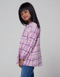 Little M Long Sleeve Shirt Blouse Kerah Motif Kotak