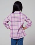 Little M Long Sleeve Shirt Blouse Kerah Motif Kotak