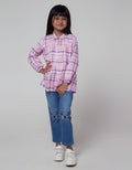 Little M Long Sleeve Shirt Blouse Kerah Motif Kotak