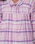 Little M Long Sleeve Shirt Blouse Kerah Motif Kotak