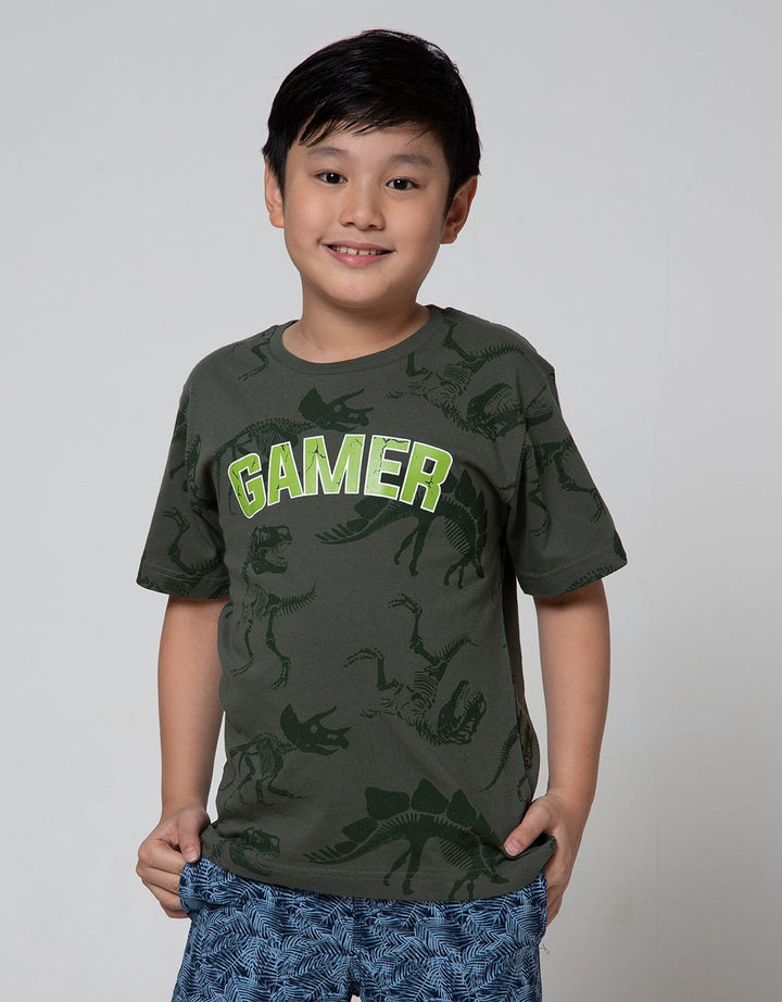 Aero Short Sleeve Gamer Olive Dino