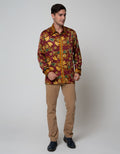 Adikusuma Men's Body Fit Shirt Batik Keladi Leaf
