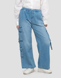 Nevada Wide Leg Cargo Pocket With Stopper Celana Denim Anak Perempuan