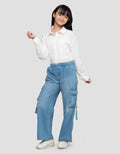 Nevada Wide Leg Cargo Pocket With Stopper Celana Denim Anak Perempuan
