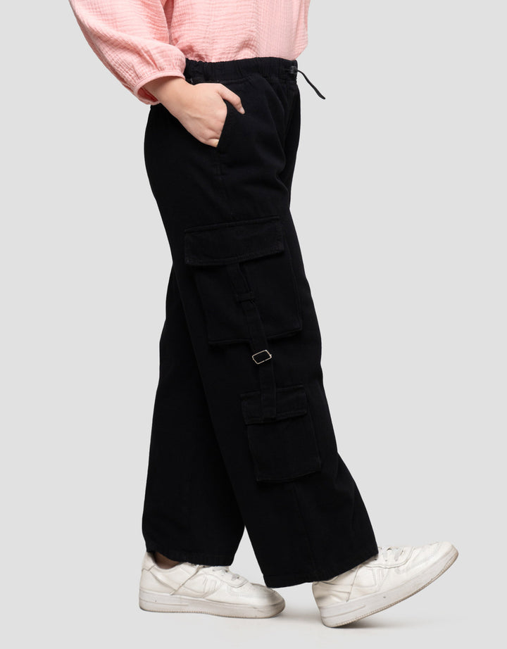 Nevada Wide Leg Cargo Pocket With Stopper Celana Denim Anak Perempuan