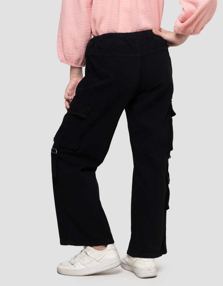 Nevada Wide Leg Cargo Pocket With Stopper Celana Denim Anak Perempuan