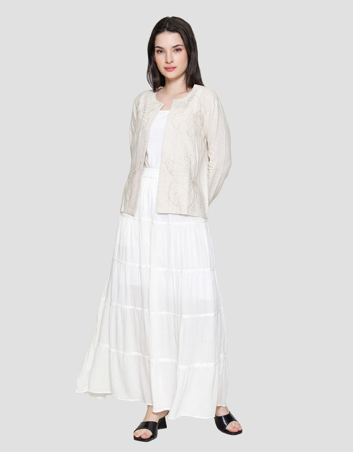 St. Yves Embroidered Linen Blend Jaket Wanita