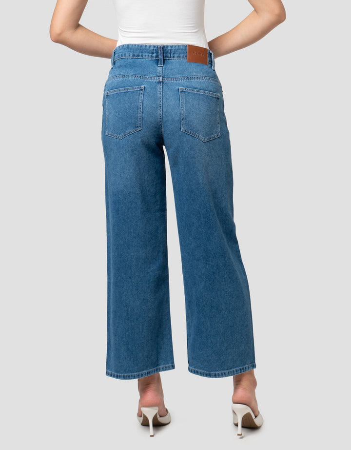 Nevada Wide Leg Full Band Celana Denim Wanita