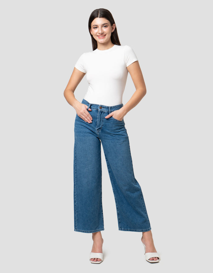 Nevada Wide Leg Full Band Celana Denim Wanita