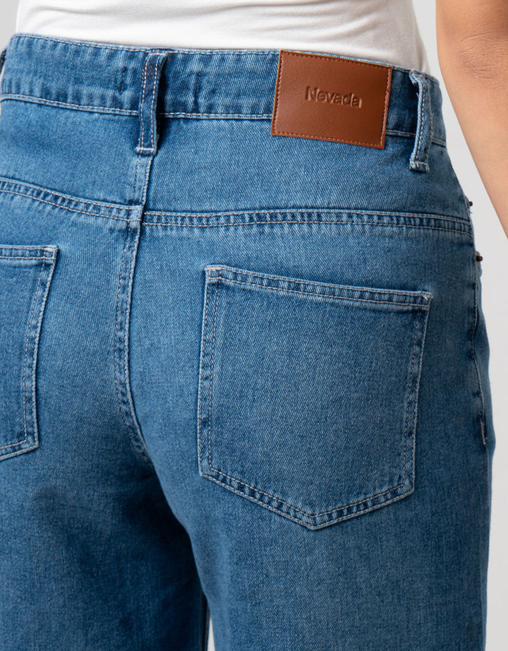 Nevada Wide Leg Full Band Celana Denim Wanita