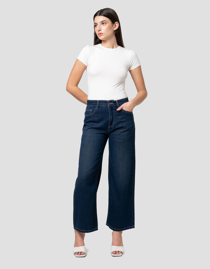 Nevada Wide Leg Full Band Celana Denim Wanita