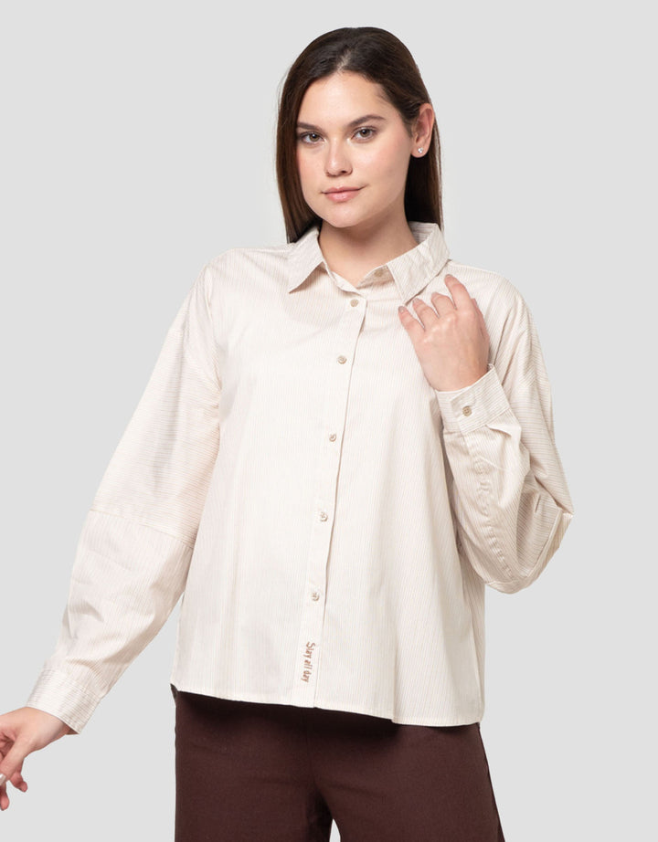 Nevada Stripe W/ Baloon Sleeves & Embro Kemeja Wanita