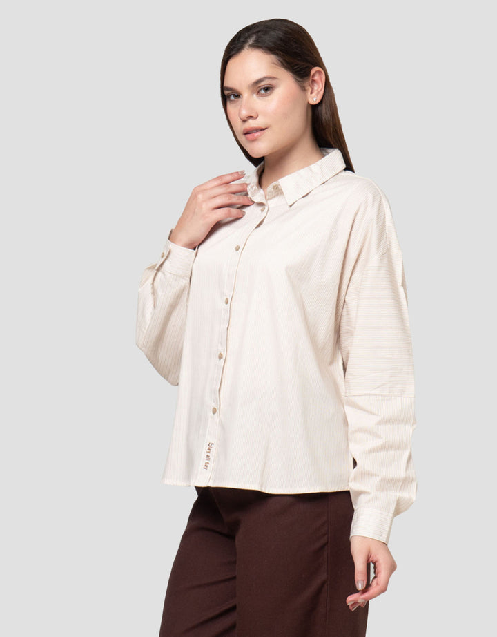 Nevada Stripe W/ Baloon Sleeves & Embro Kemeja Wanita