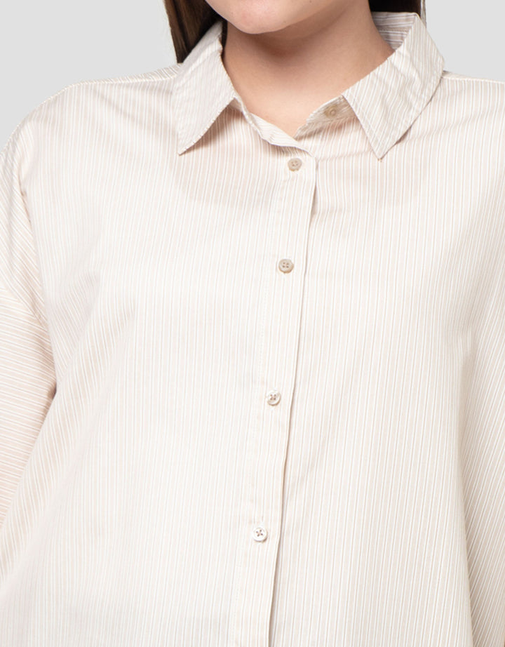 Nevada Stripe W/ Baloon Sleeves & Embro Kemeja Wanita