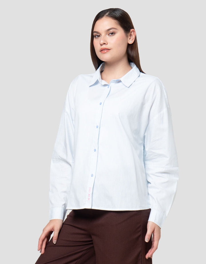 Nevada Stripe W/ Baloon Sleeves & Embro Kemeja Wanita