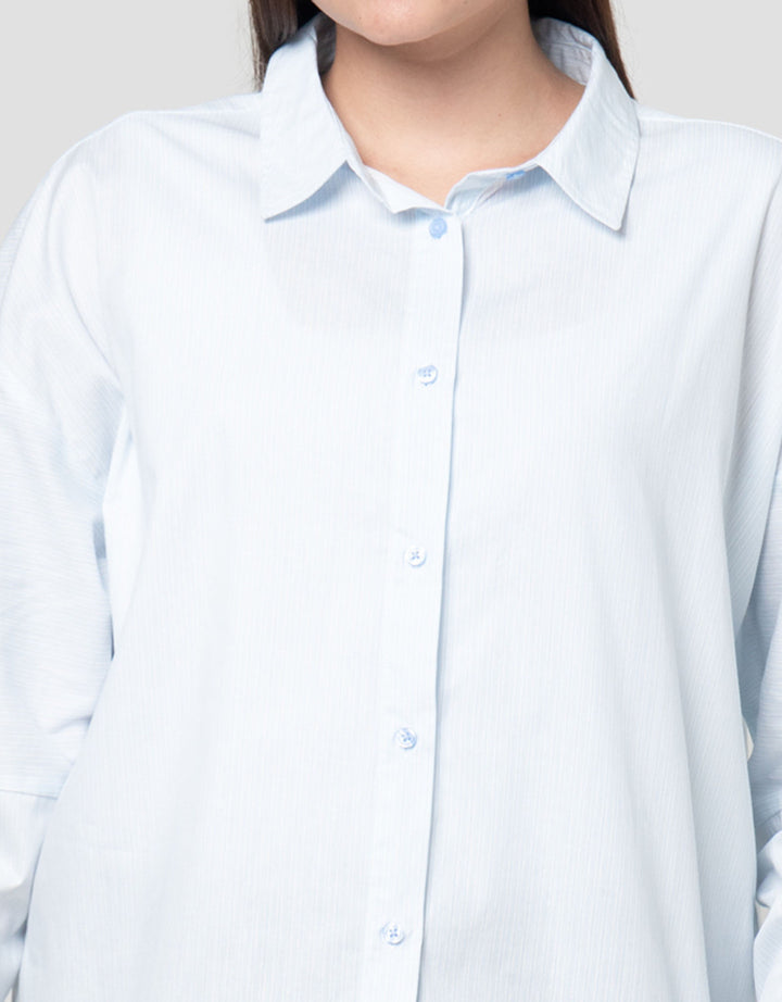 Nevada Stripe W/ Baloon Sleeves & Embro Kemeja Wanita