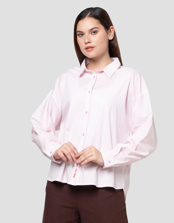 Nevada Stripe W/ Baloon Sleeves & Embro Kemeja Wanita