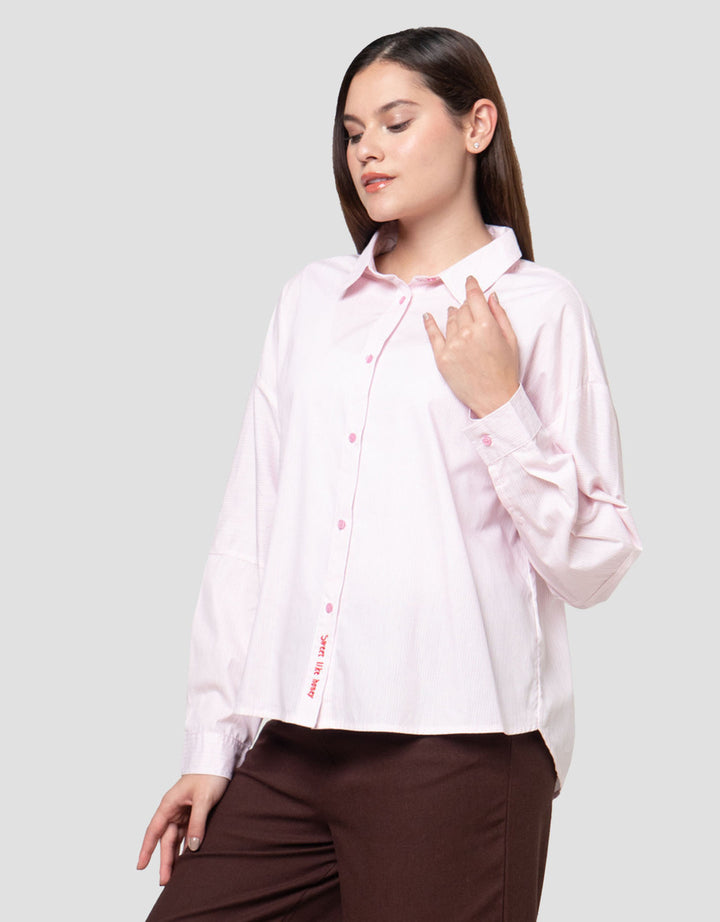 Nevada Stripe W/ Baloon Sleeves & Embro Kemeja Wanita