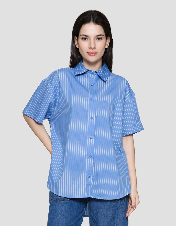 Nevada Stripes Boxy Kemeja Wanita