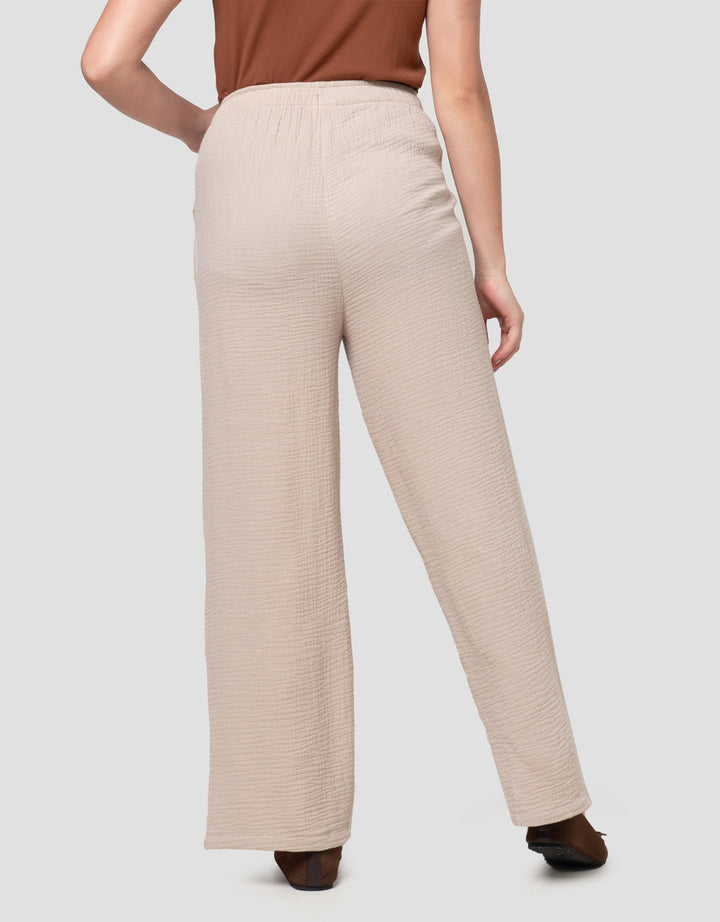 Nevada Wide Elastic Band Textured Celana Kulot Wanita