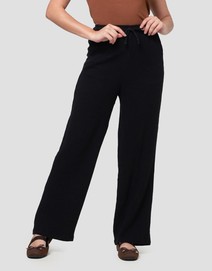 Nevada Wide Elastic Band Textured Celana Kulot Wanita