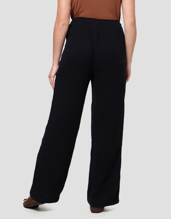 Nevada Wide Elastic Band Textured Celana Kulot Wanita