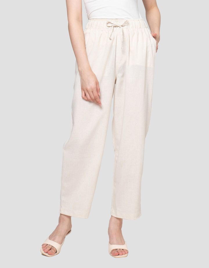 Nevada Wide Elastic Band Linen Mix Celana Kulot Wanita