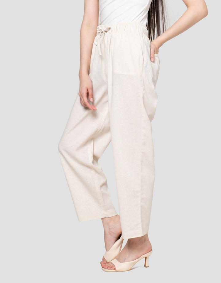 Nevada Wide Elastic Band Linen Mix Celana Kulot Wanita