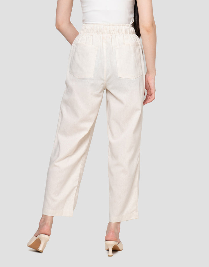 Nevada Wide Elastic Band Linen Mix Celana Kulot Wanita