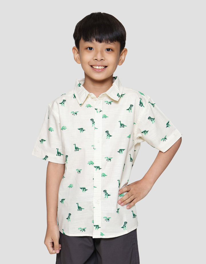 Little M Print Dino Kemeja Anak Laki-laki