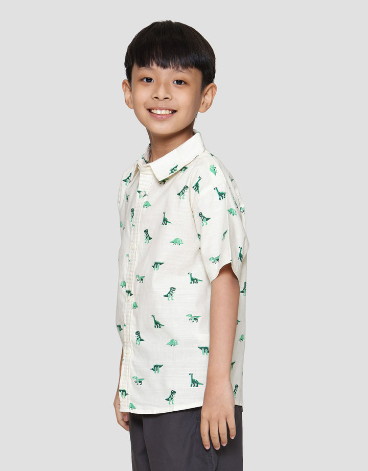 Little M Print Dino Kemeja Anak Laki-laki