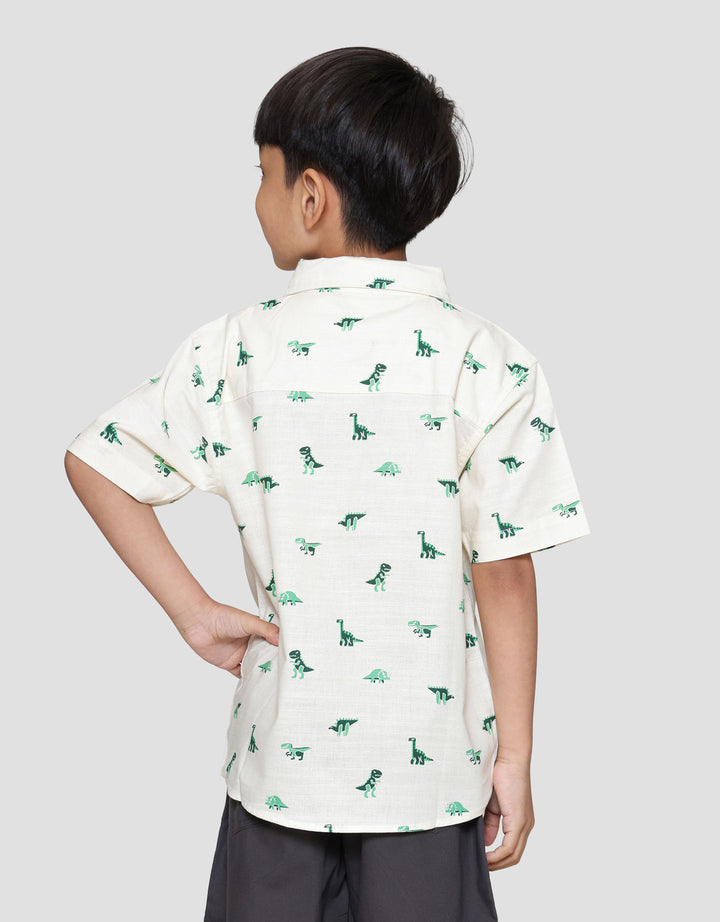 Little M Print Dino Kemeja Anak Laki-laki