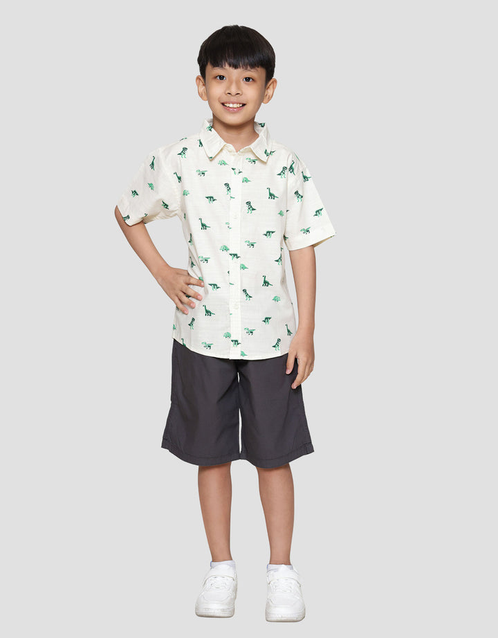 Little M Print Dino Kemeja Anak Laki-laki