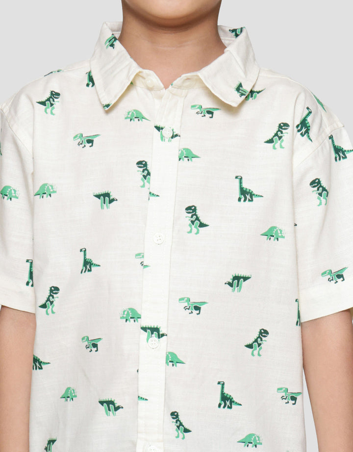Little M Print Dino Kemeja Anak Laki-laki