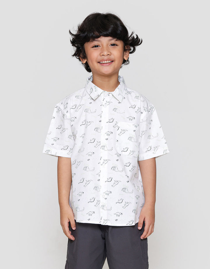 Little M Print Dino Kemeja Anak Laki-laki