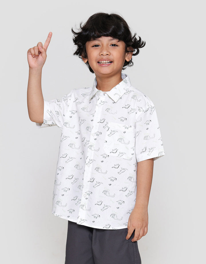 Little M Print Dino Kemeja Anak Laki-laki