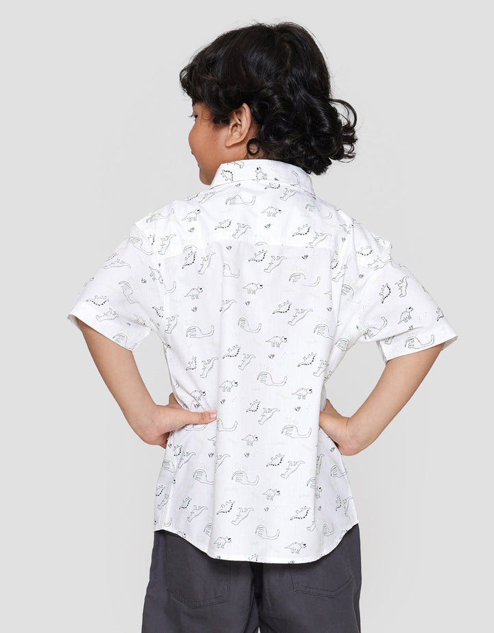 Little M Print Dino Kemeja Anak Laki-laki