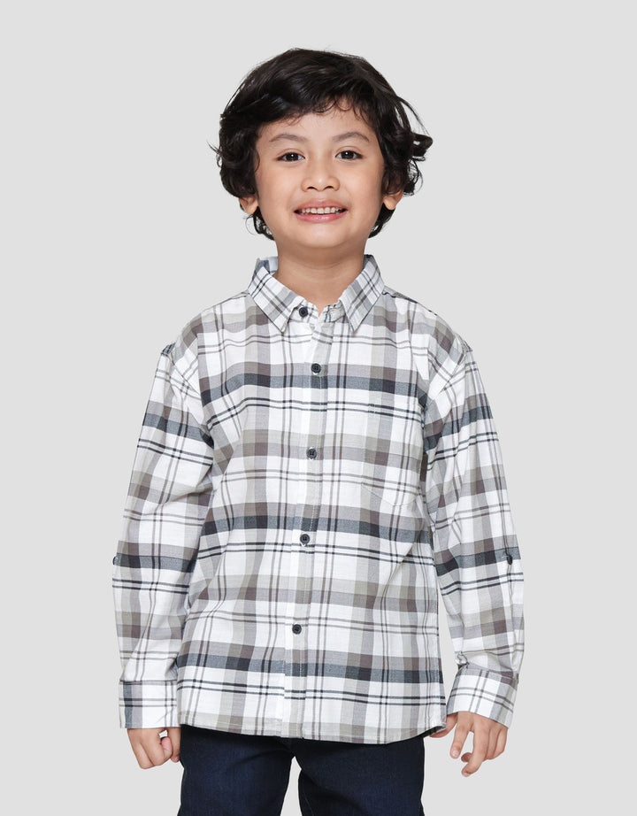 Little M Kotak Grey Mm Wash Kemeja Anak Laki-laki
