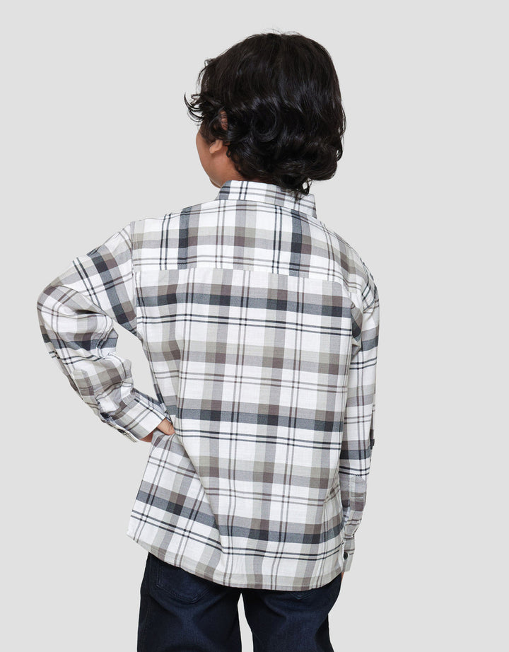 Little M Kotak Grey Mm Wash Kemeja Anak Laki-laki