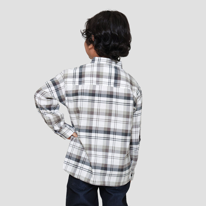 Little M Kotak Grey Mm Wash Kemeja Anak Laki-laki