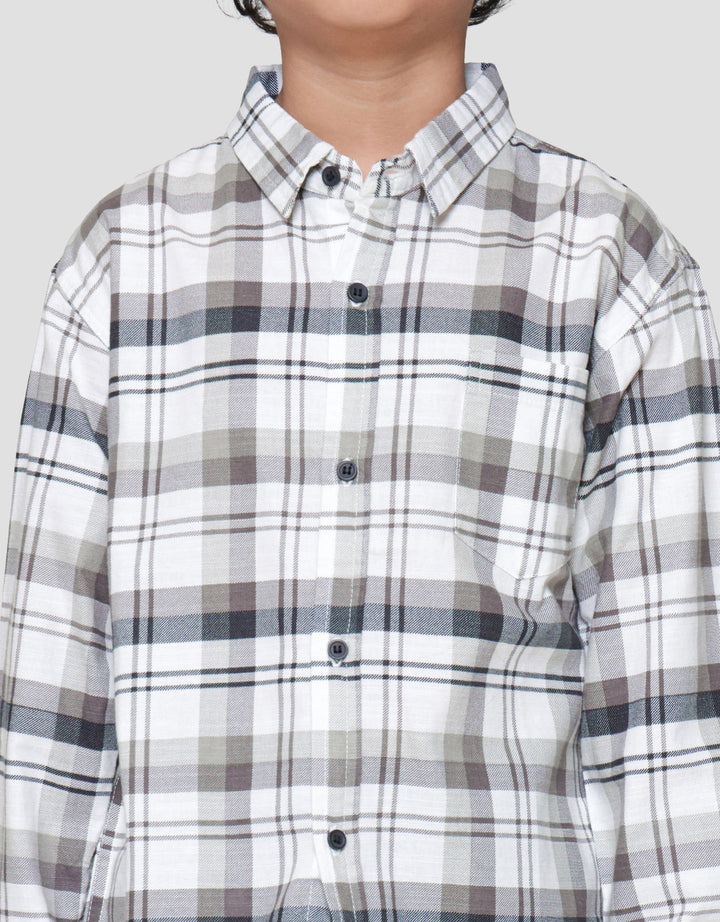 Little M Kotak Grey Mm Wash Kemeja Anak Laki-laki