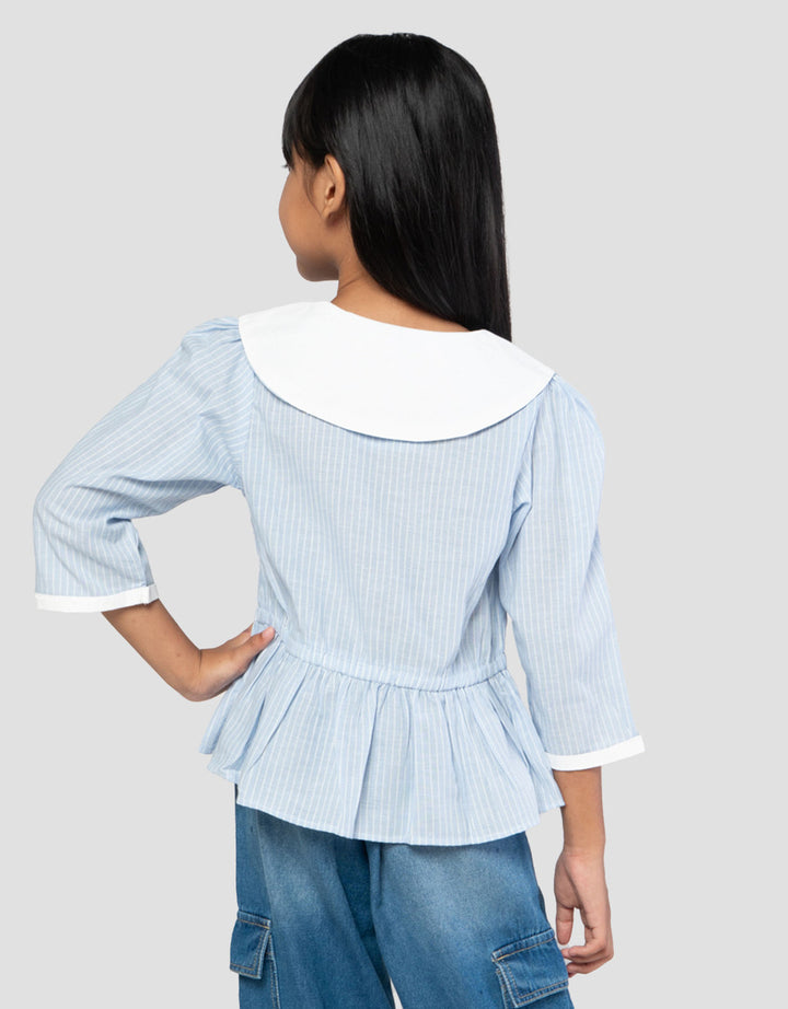 Little M Stripe Sailor Blouse Anak Perempuan