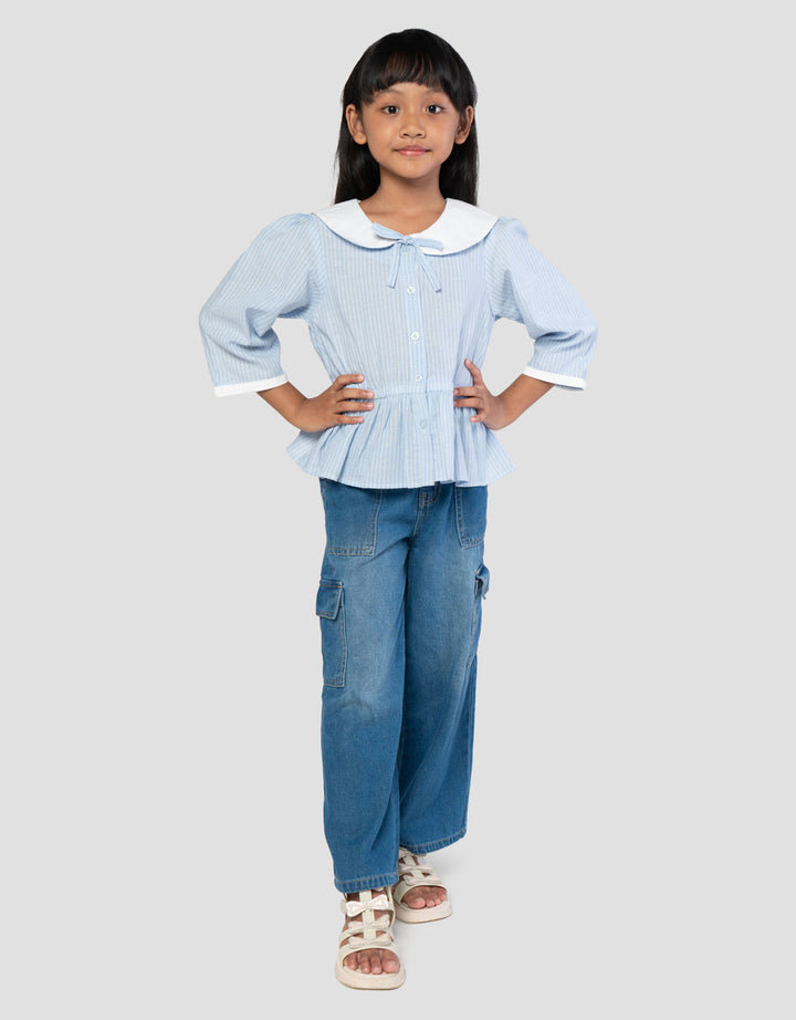Little M Stripe Sailor Blouse Anak Perempuan