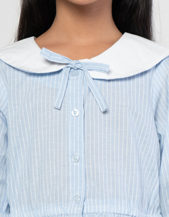 Little M Stripe Sailor Blouse Anak Perempuan