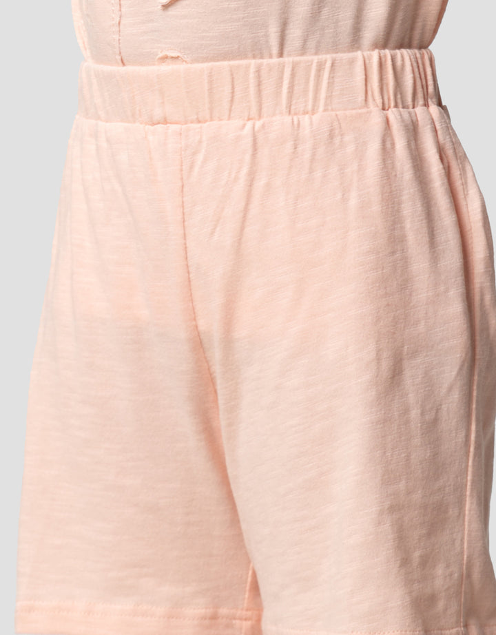 Little M Slub With Patch Heart Pakaian Setelan Anak Perempuan