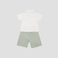Little M Polo Short Woven Embro Dino Pakaian Setelan Bayi