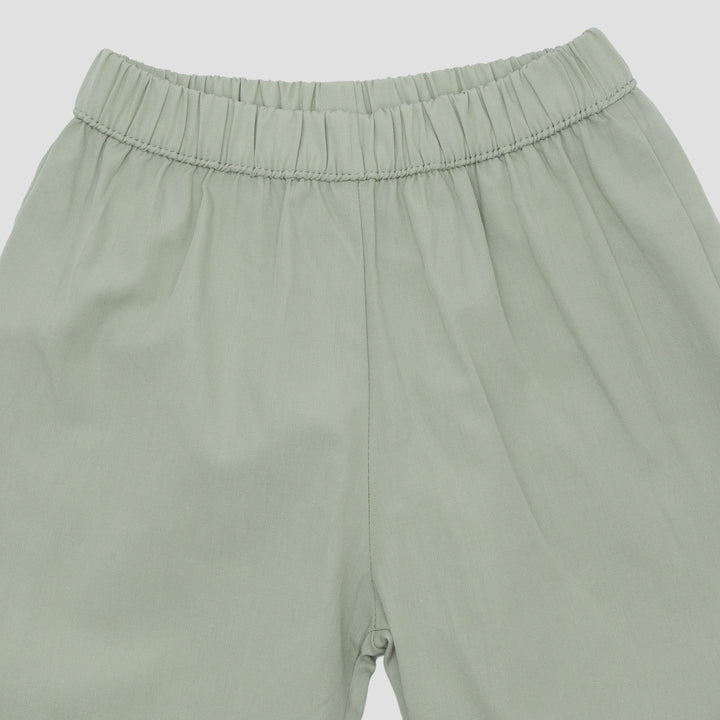 Little M Polo Short Woven Embro Dino Pakaian Setelan Bayi