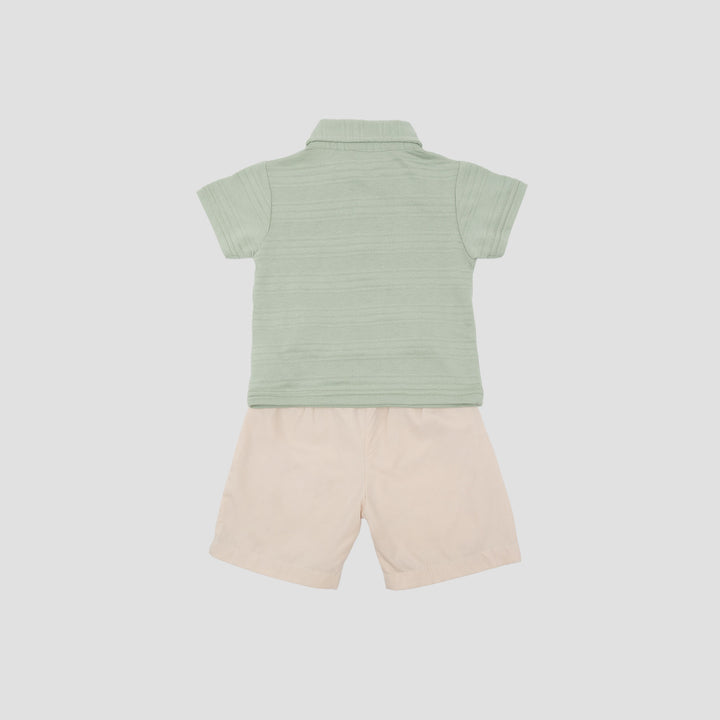 Little M Polo Woven Embro Truck Pakaian Setelan Bayi